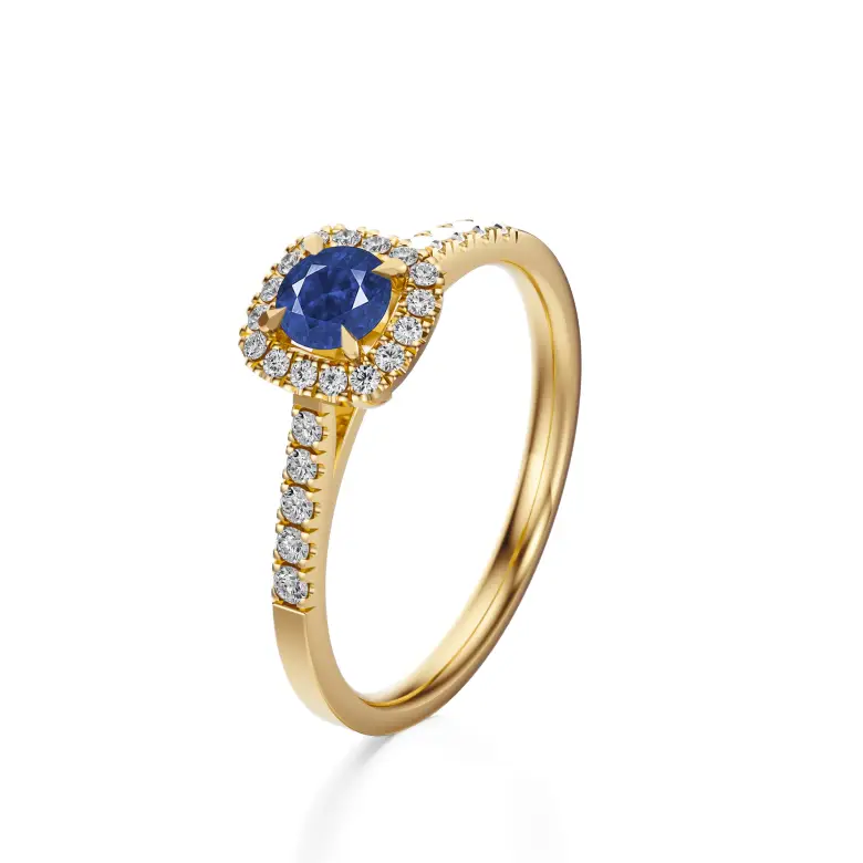 Pierścionek złoty z szafirem i brylantami AJPZ_046 Pierścionek złoty z szafirem i brylantami AJPZ_046